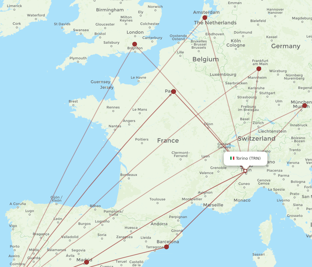TRN-LIS flight routes