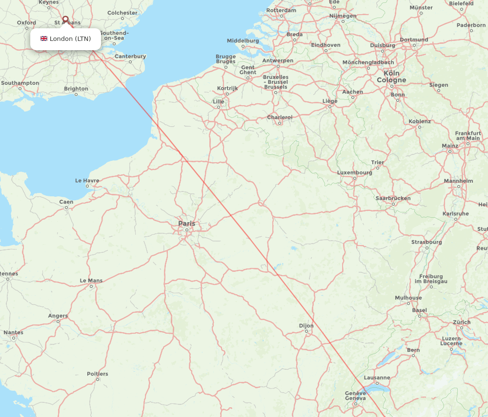 Turin - London route map and flight paths