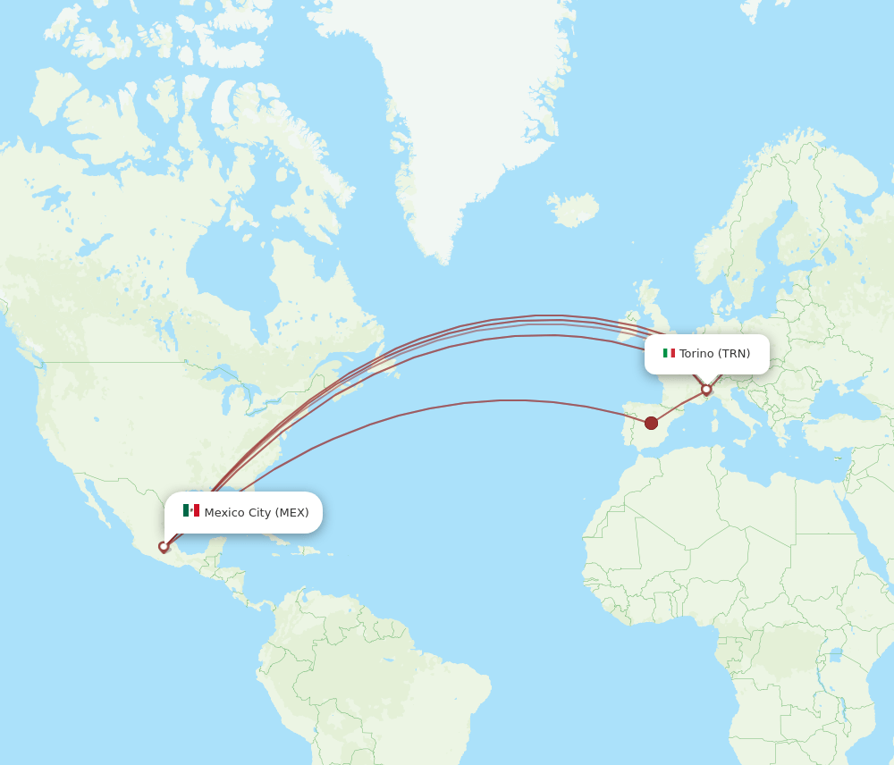 TRN-MEX flight routes