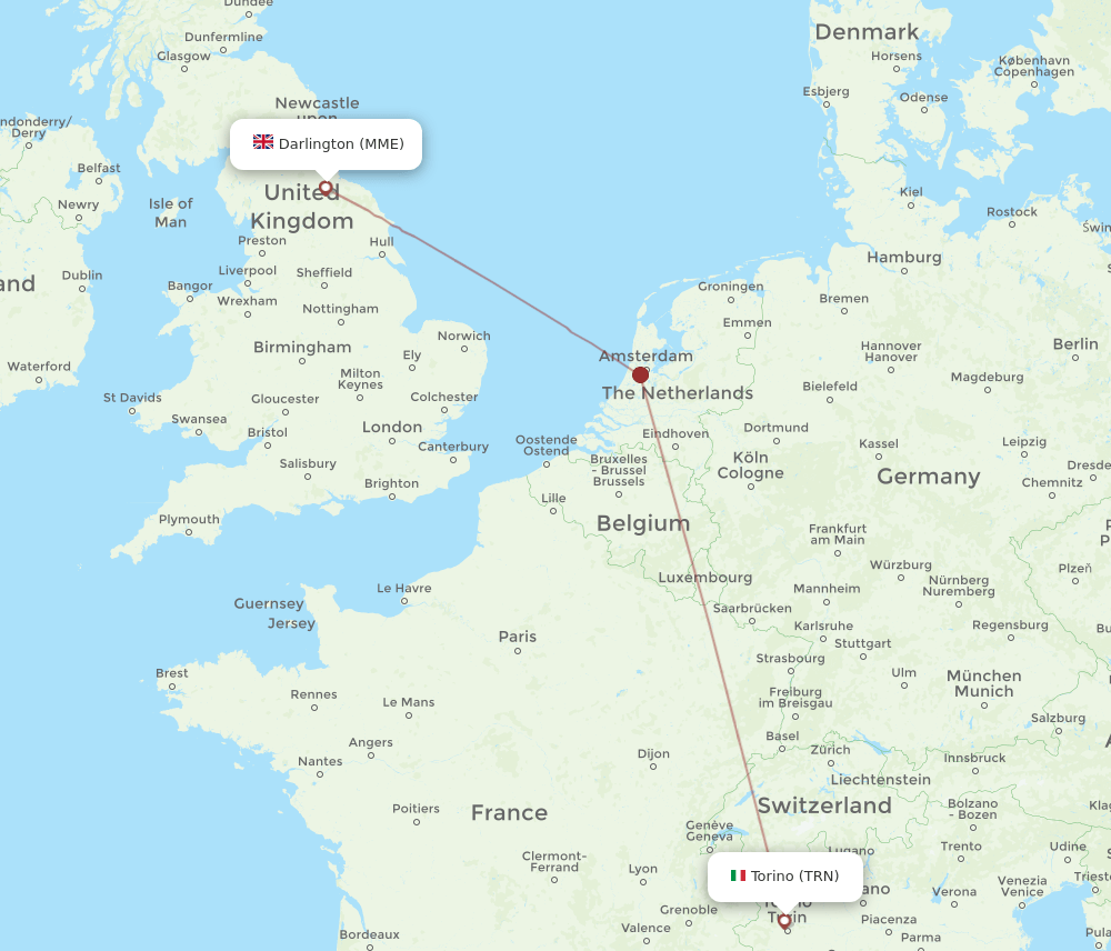 TRN-MME flight routes