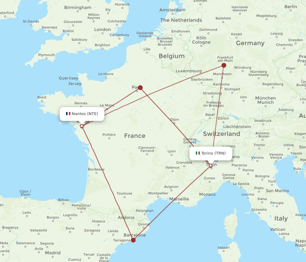 TRN-NTE flight routes