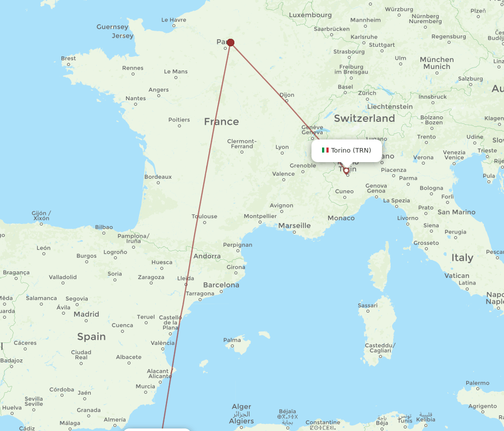 TRN-ORN flight routes