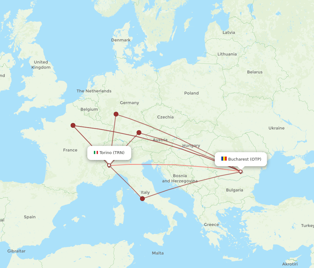 TRN-OTP flight routes