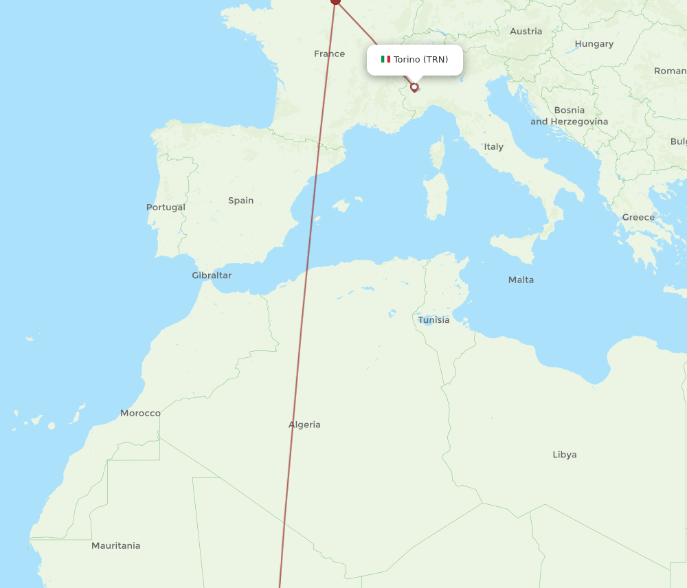 TRN to OUA flights and routes map