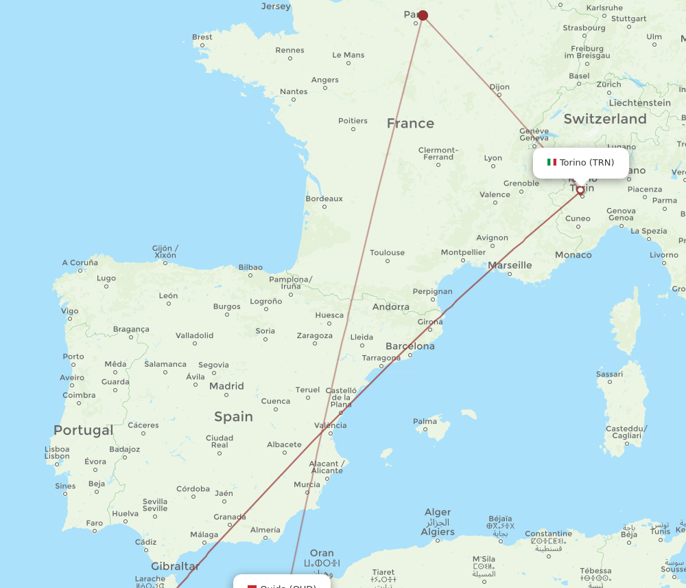 TRN-OUD flight routes