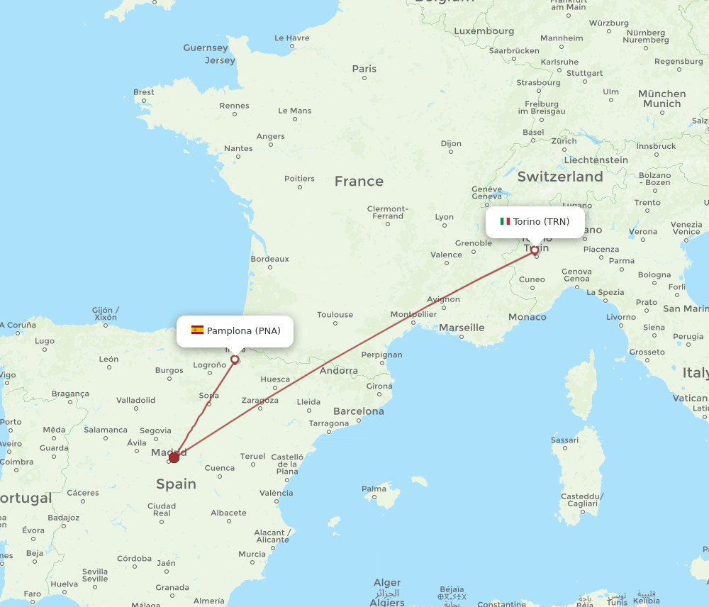 TRN-PNA flight routes