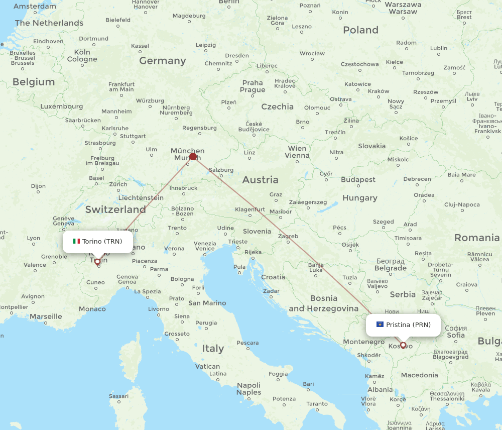 TRN-PRN flight routes