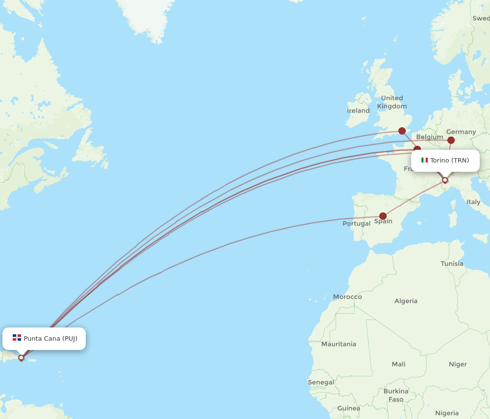 TRN-PUJ flight routes