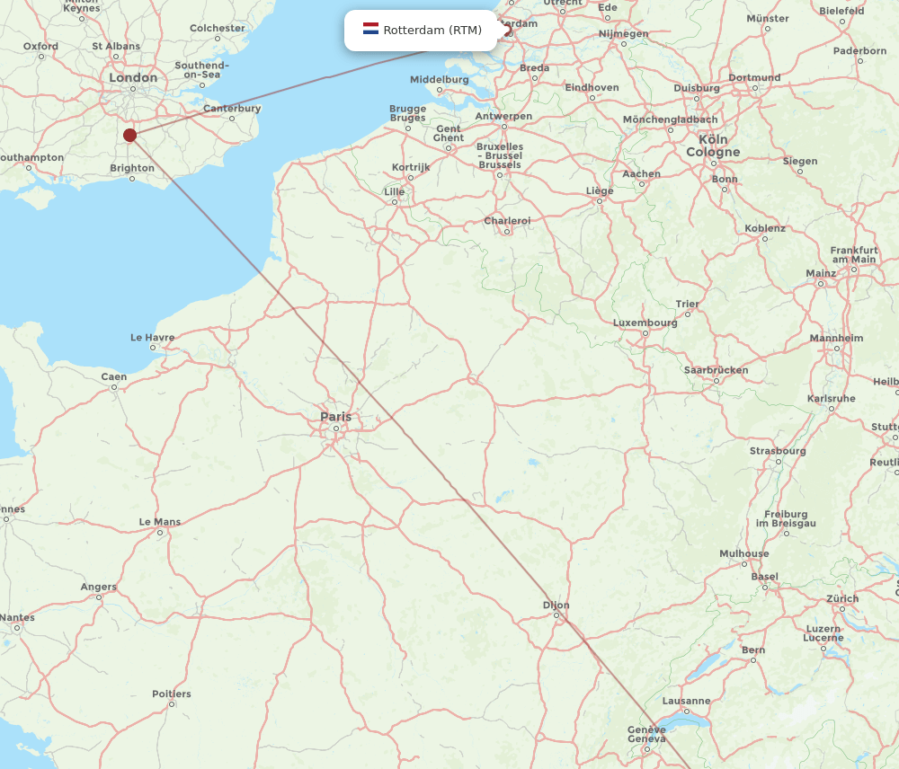 TRN to RTM flights and routes map