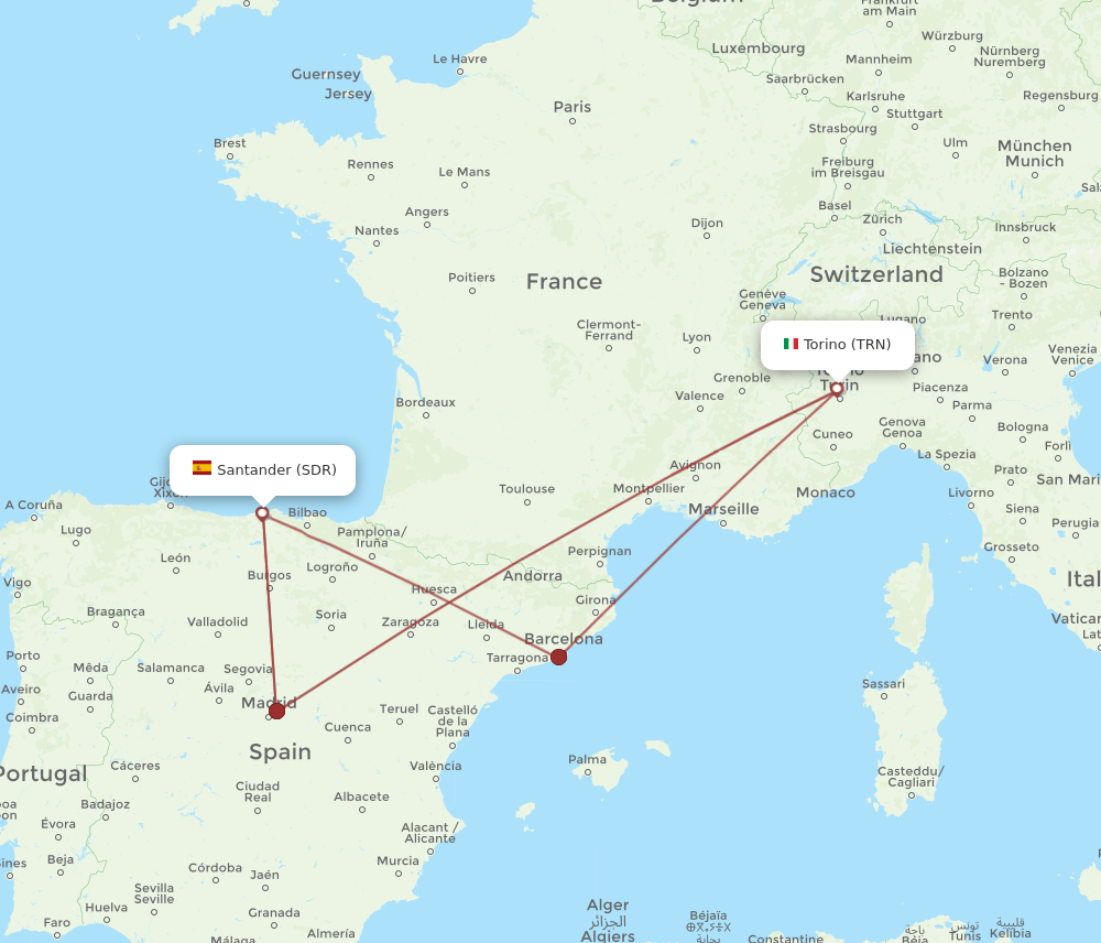 TRN-SDR flight routes