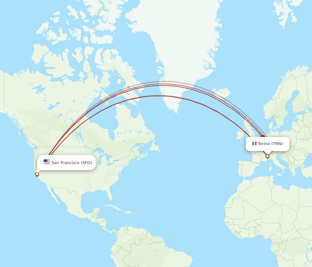 TRN-SFO flight routes
