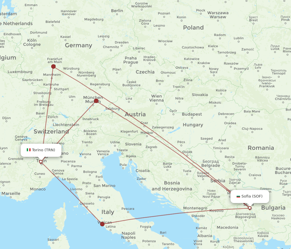 TRN-SOF flight routes