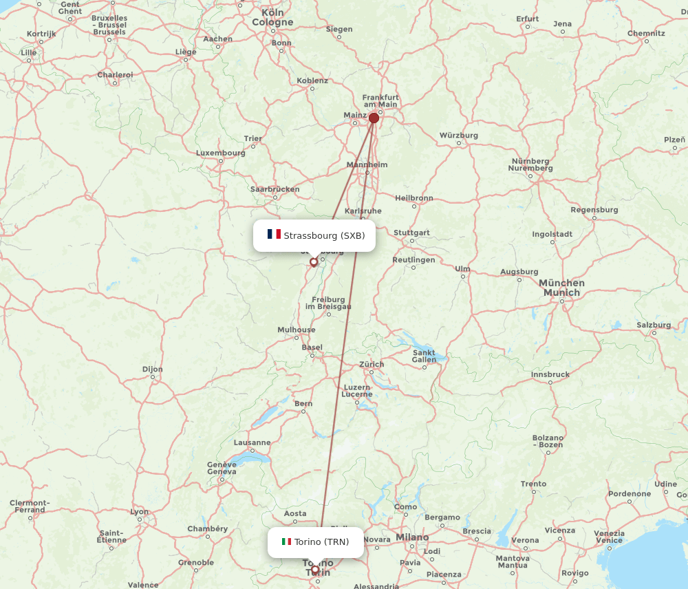 TRN-SXB flight routes