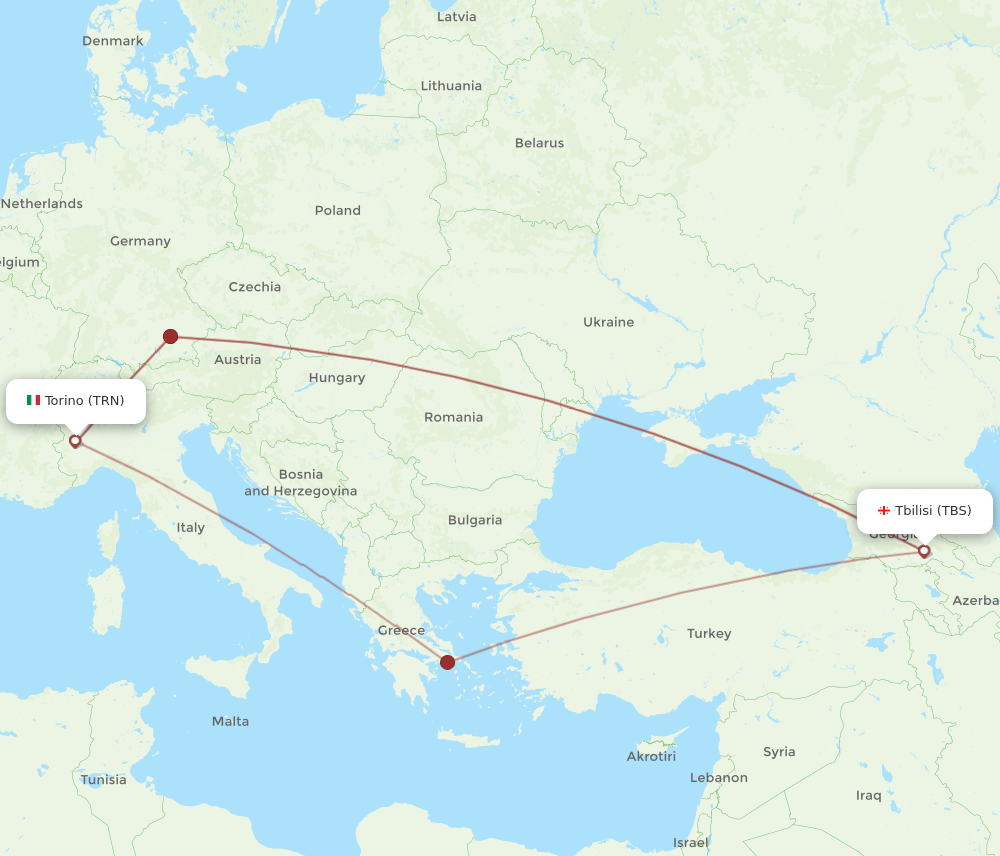 TRN-TBS flight routes