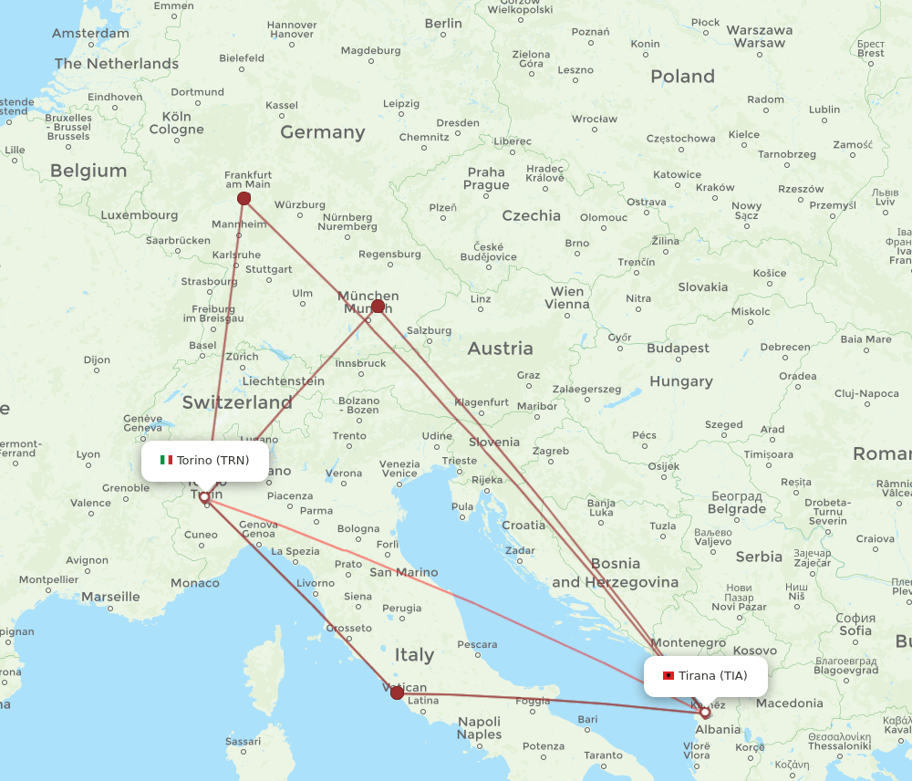 TRN-TIA flight routes