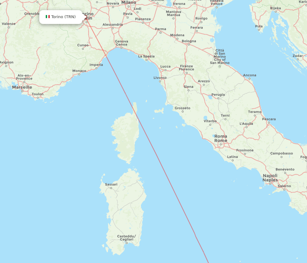 Turin - Trapani route map and flight paths