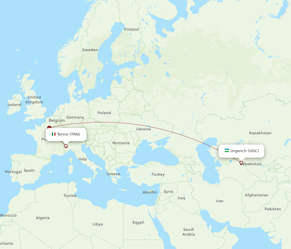 TRN-UGC flight routes
