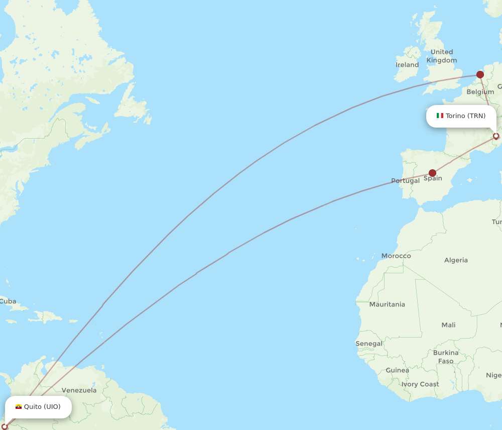 TRN-UIO flight routes
