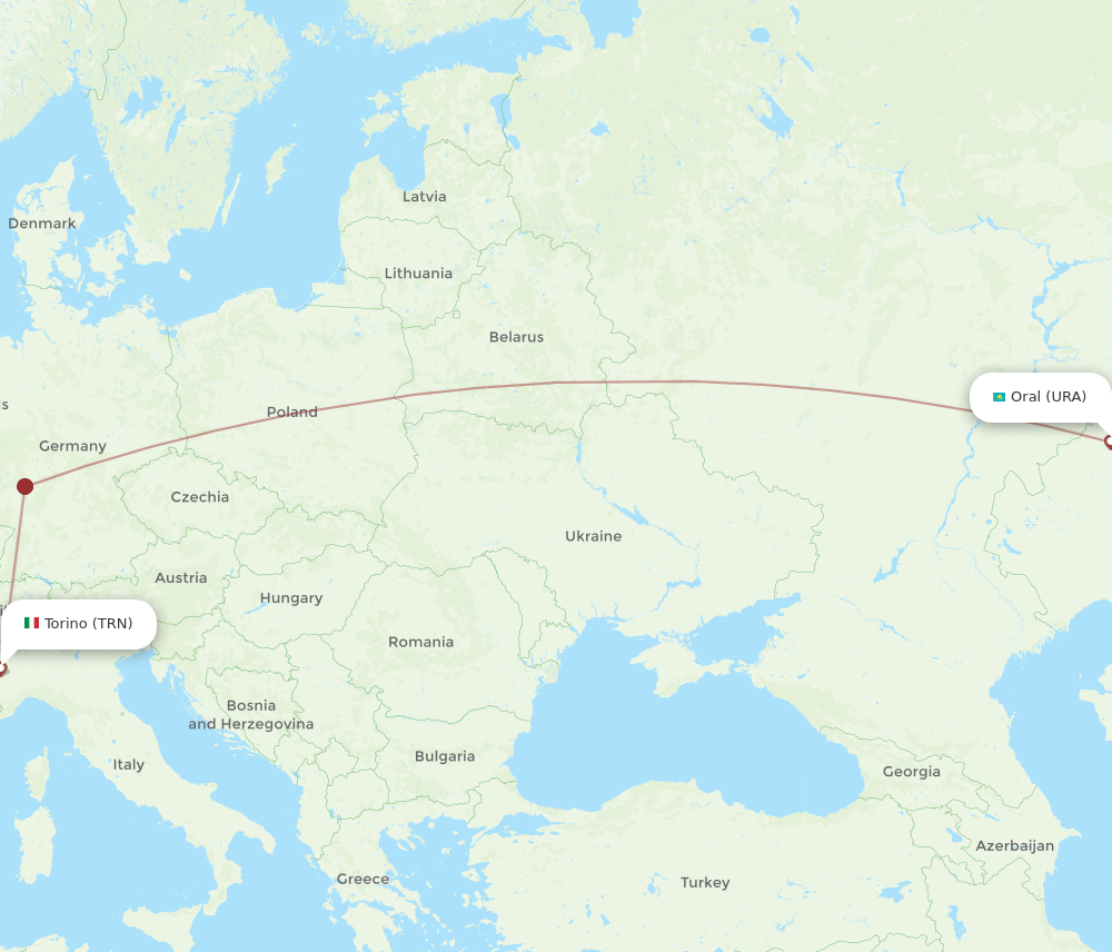 TRN to URA flights and routes map