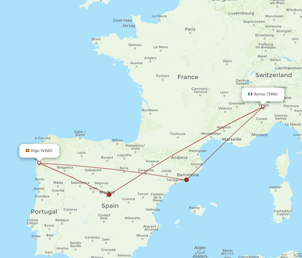 TRN-VGO flight routes