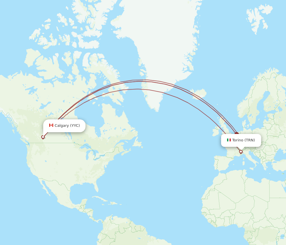 YYC to TRN flights and routes map
