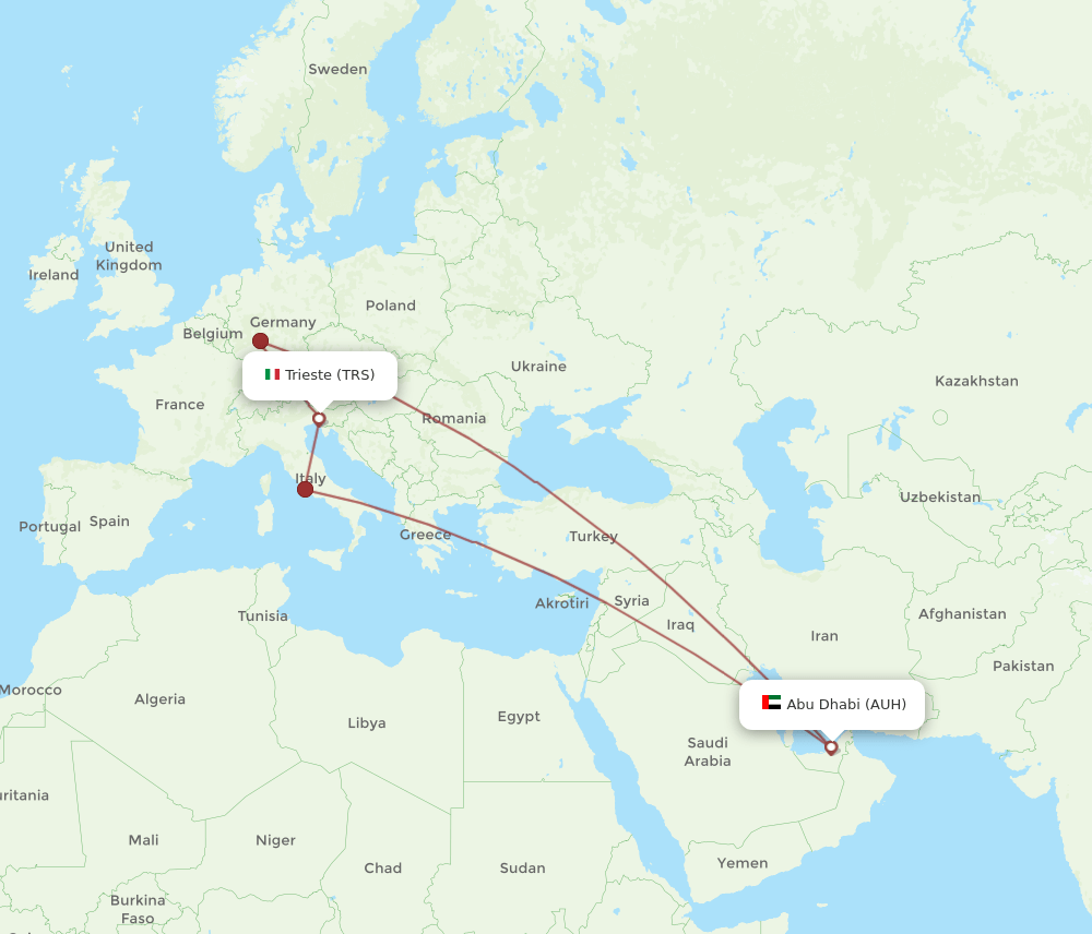 TRS-AUH flight routes