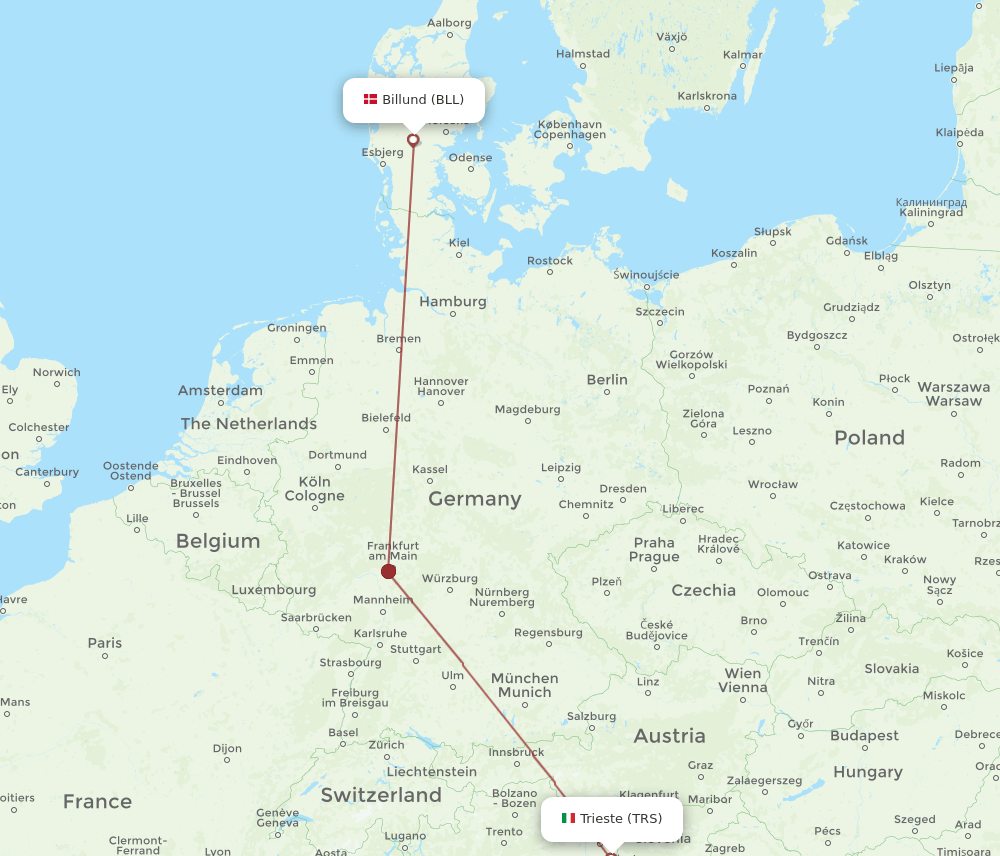 TRS-BLL flight routes