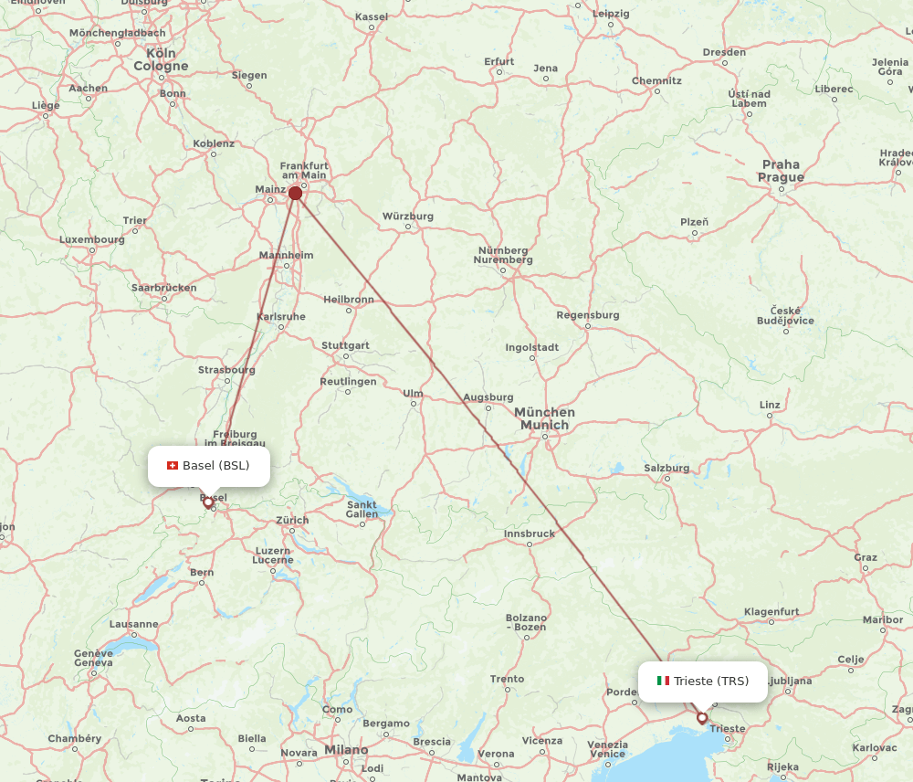 TRS-BSL flight routes