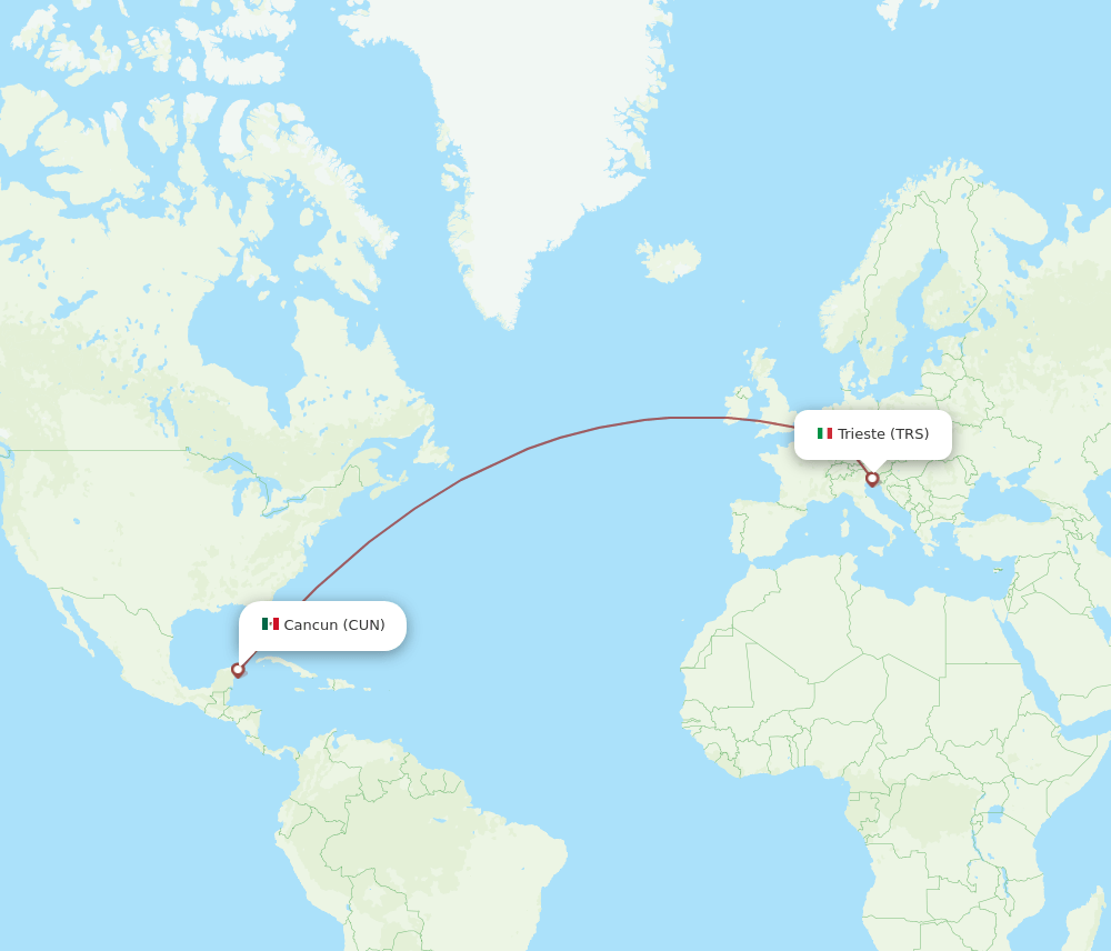 TRS-CUN flight routes