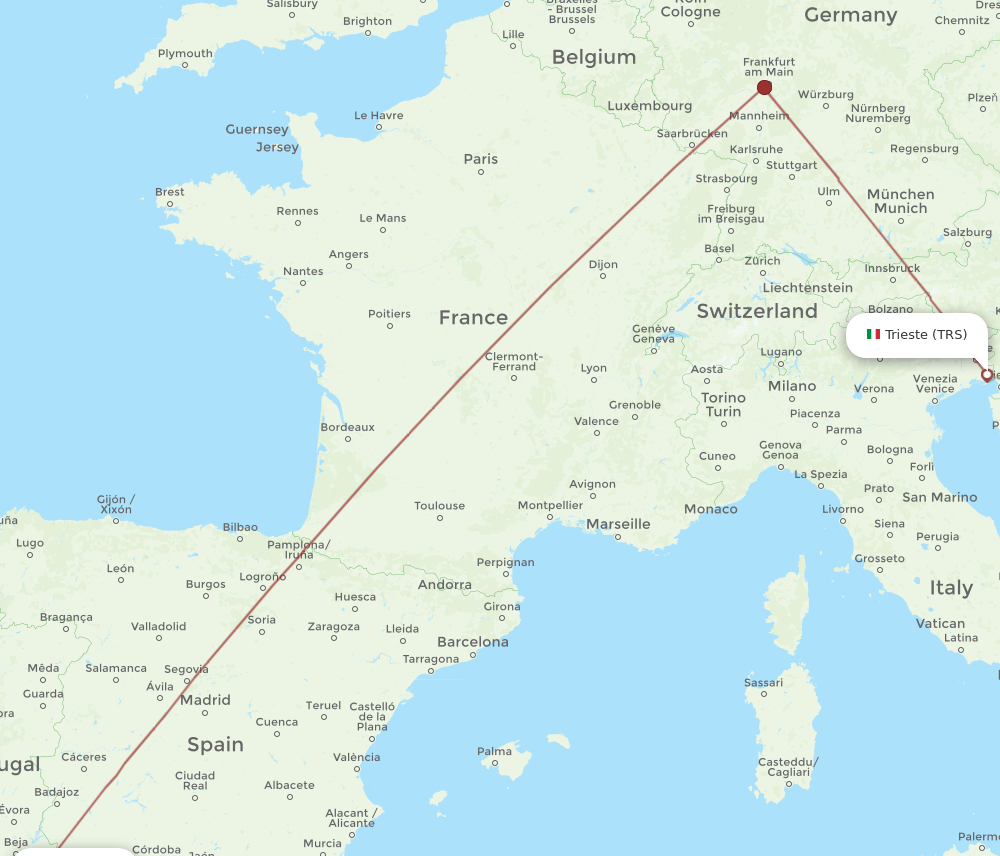 TRS-FAO flight routes