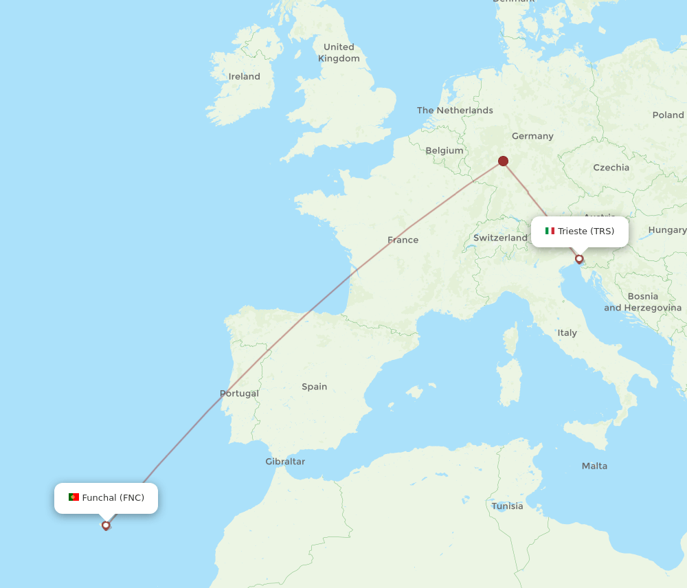 TRS-FNC flight routes