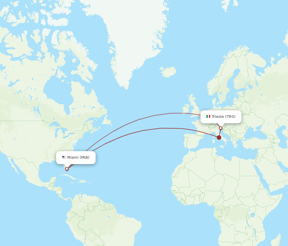 TRS to MIA flights and routes map