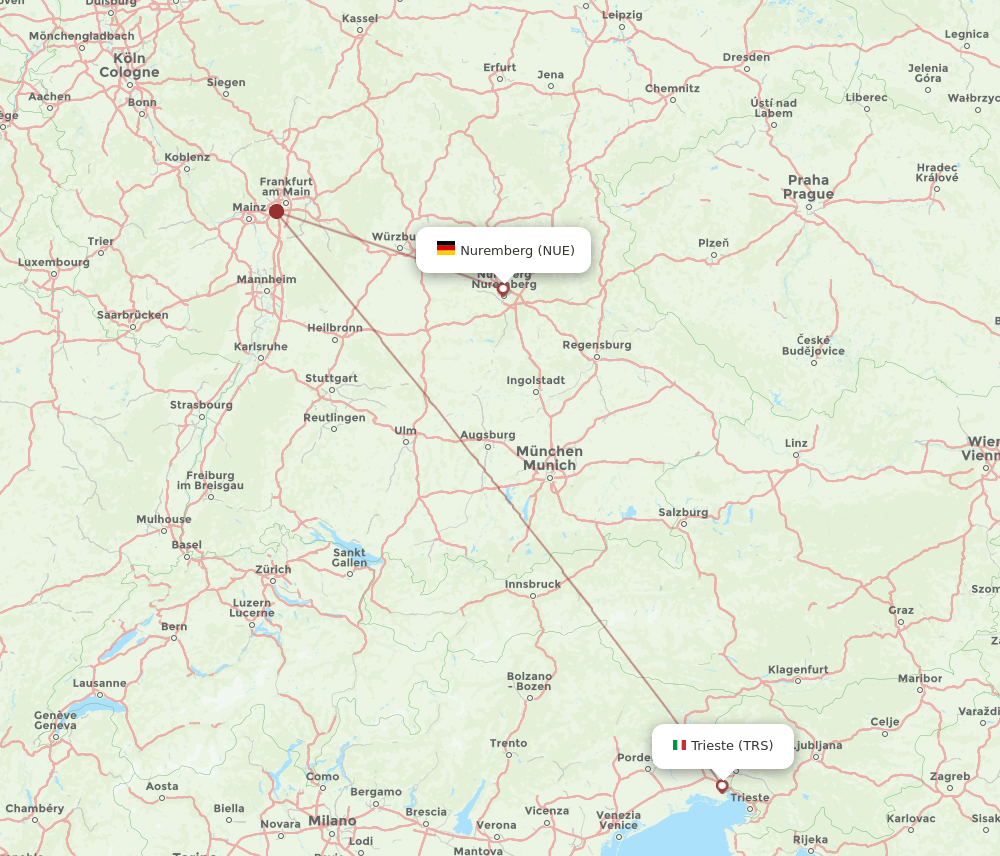 TRS-NUE flight routes