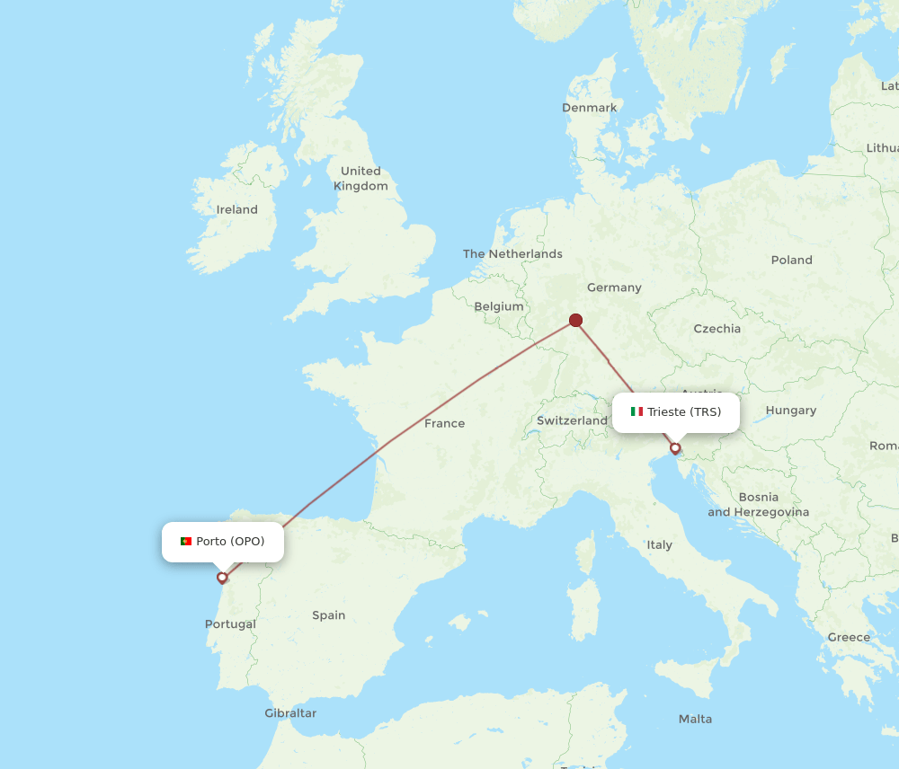 TRS-OPO flight routes