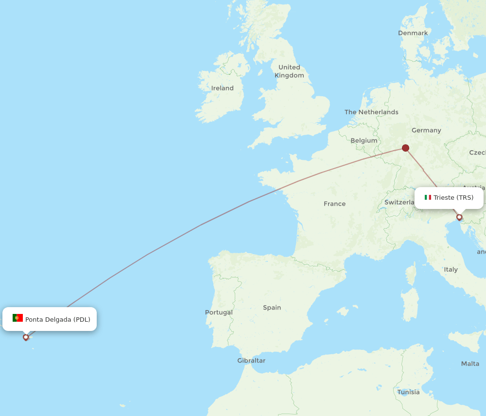 TRS to PDL flights and routes map