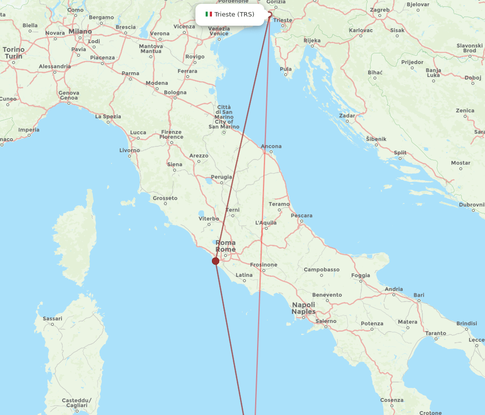 TRS to PMO flights and routes map