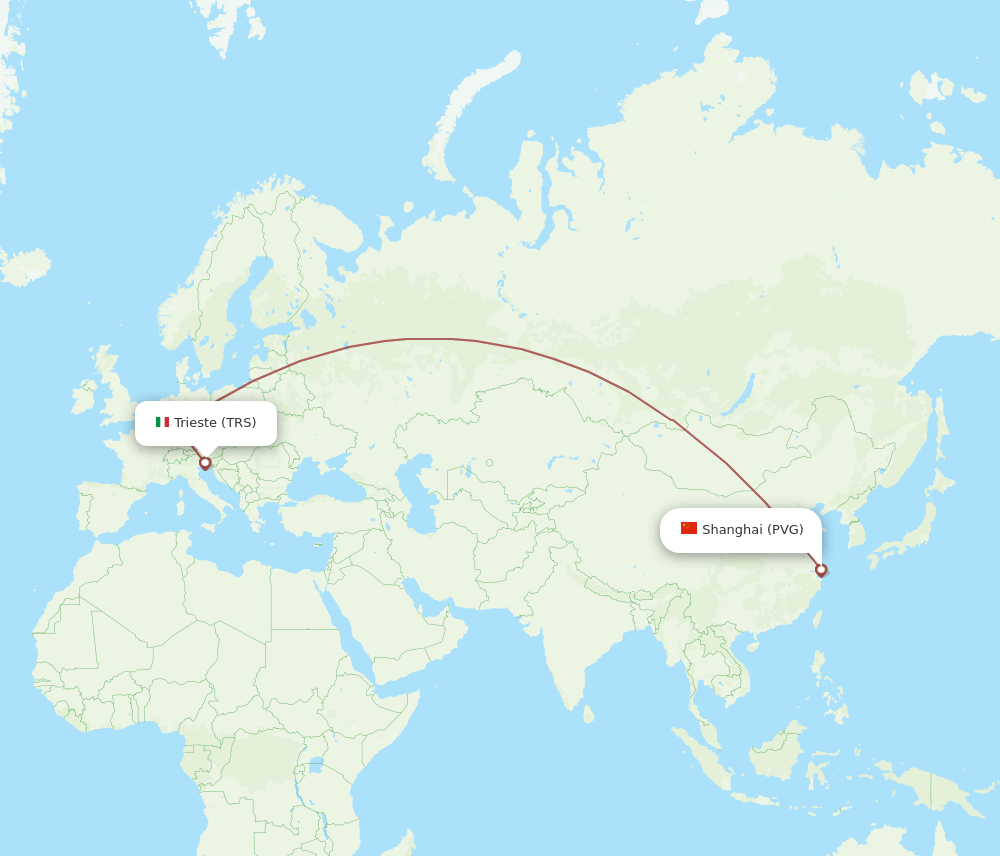 TRS-PVG flight routes