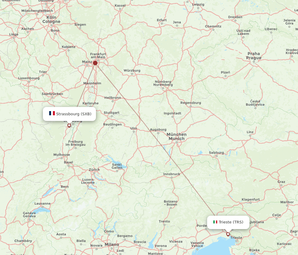 TRS-SXB flight routes