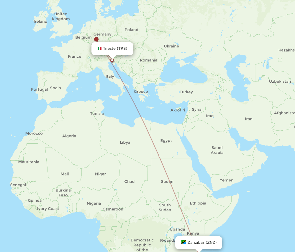 TRS-ZNZ flight routes