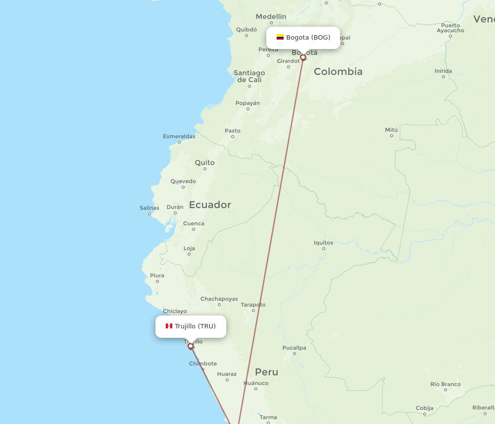 TRU to BOG flights and routes map