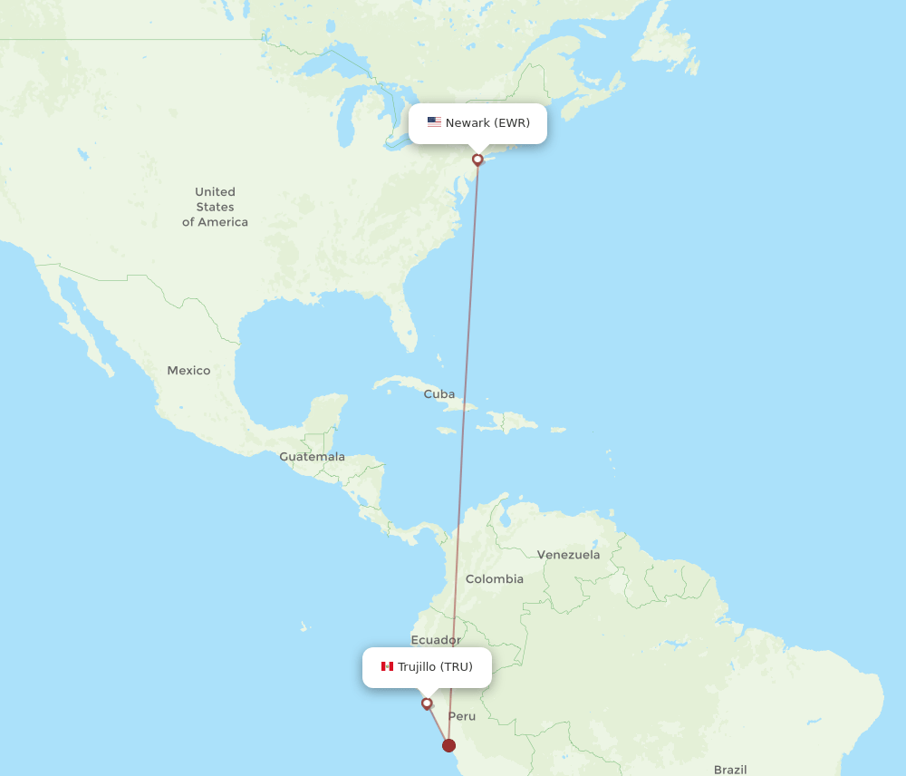 TRU-EWR flight routes