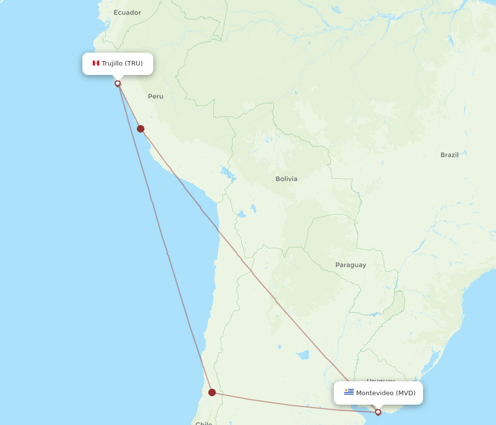 TRU to MVD flights and routes map