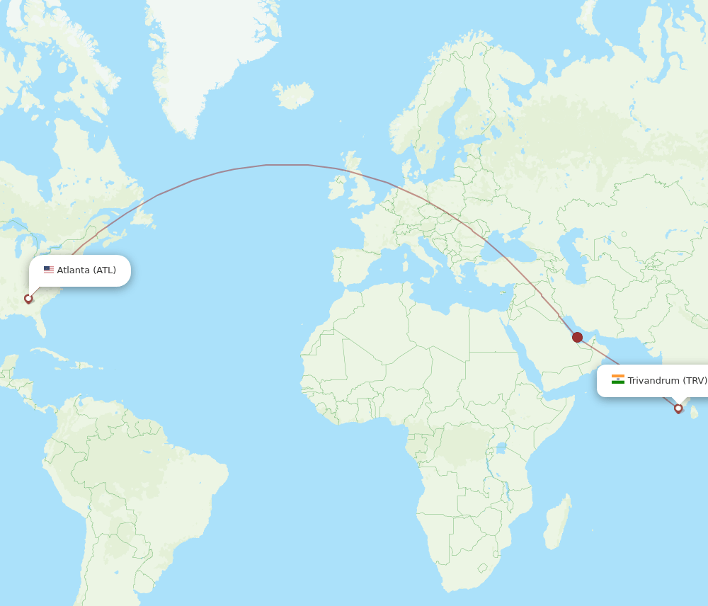 TRV-ATL flight routes