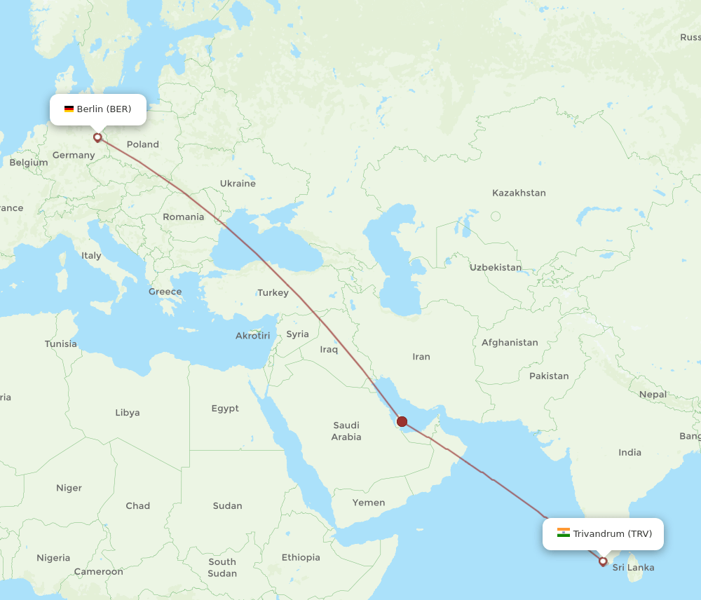 TRV-BER flight routes