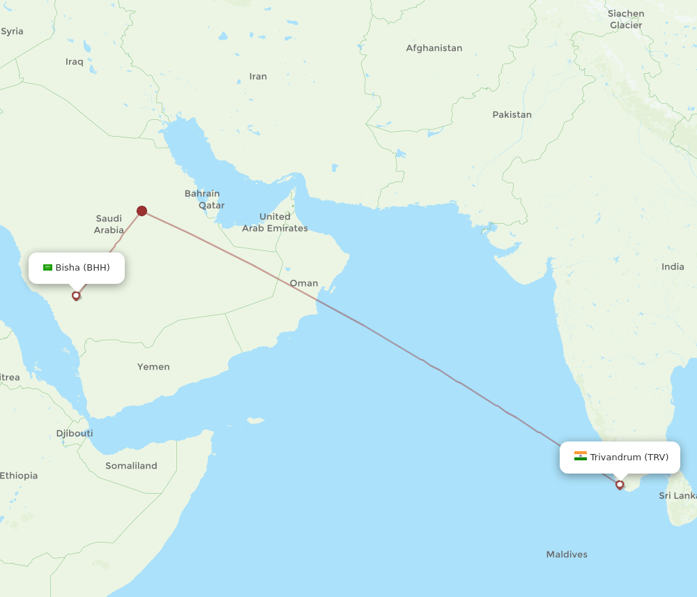 TRV-BHH flight routes