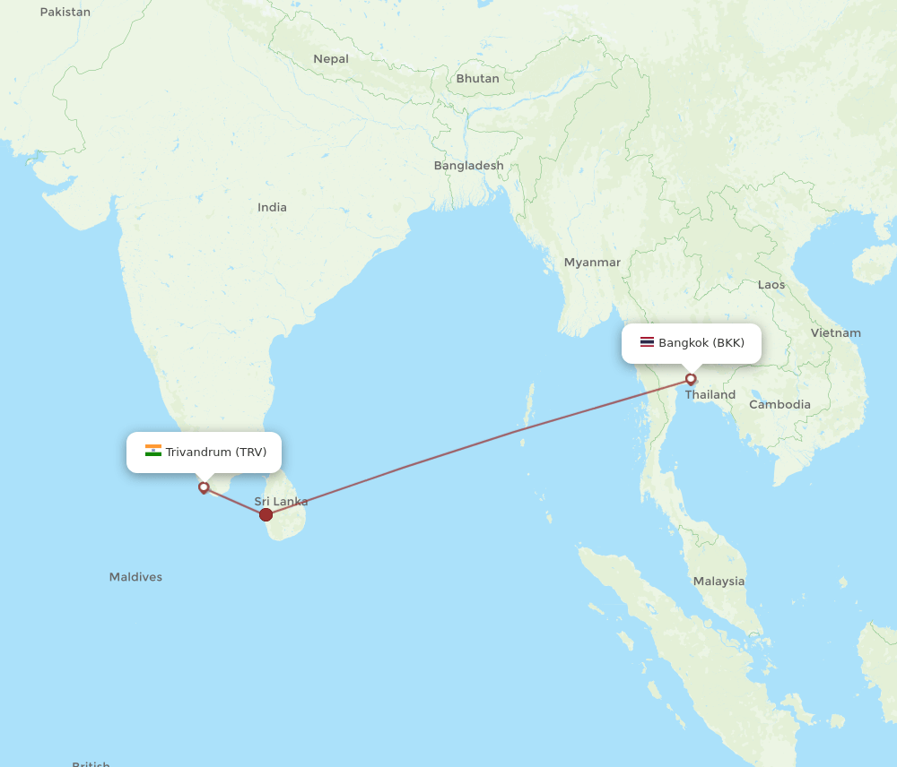 TRV-BKK flight routes