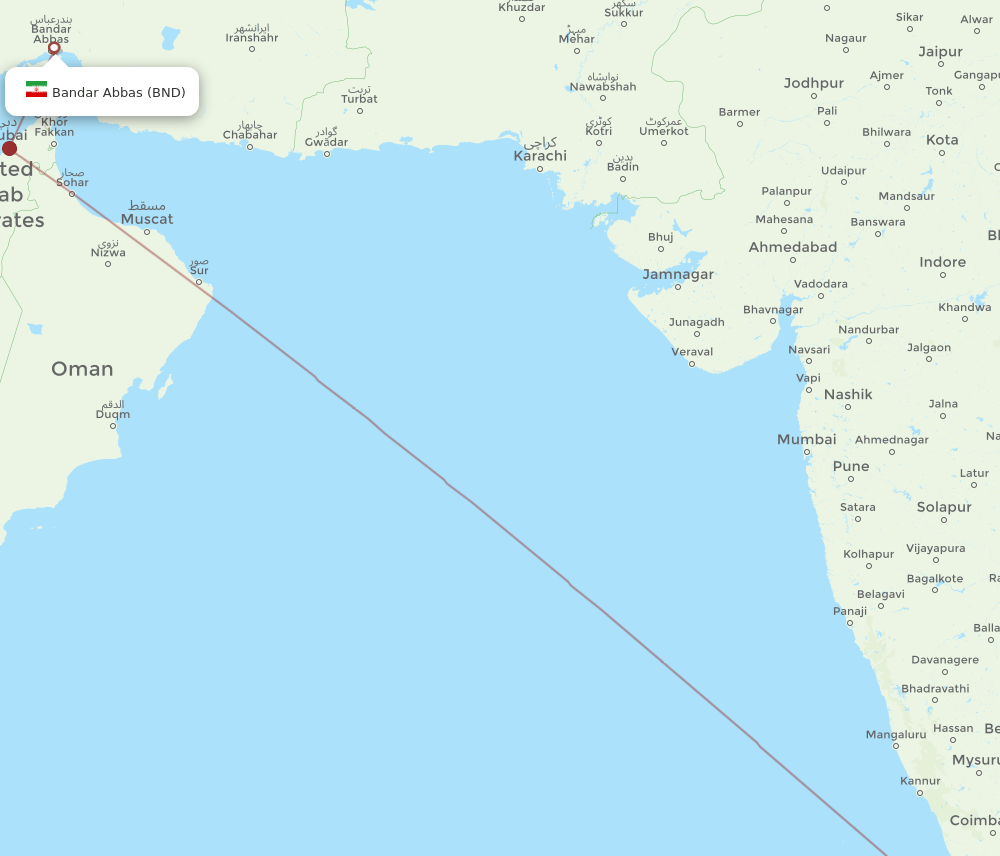 TRV to BND flights and routes map