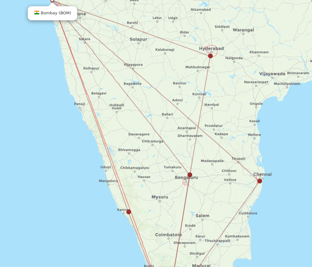 TRV-BOM flight routes