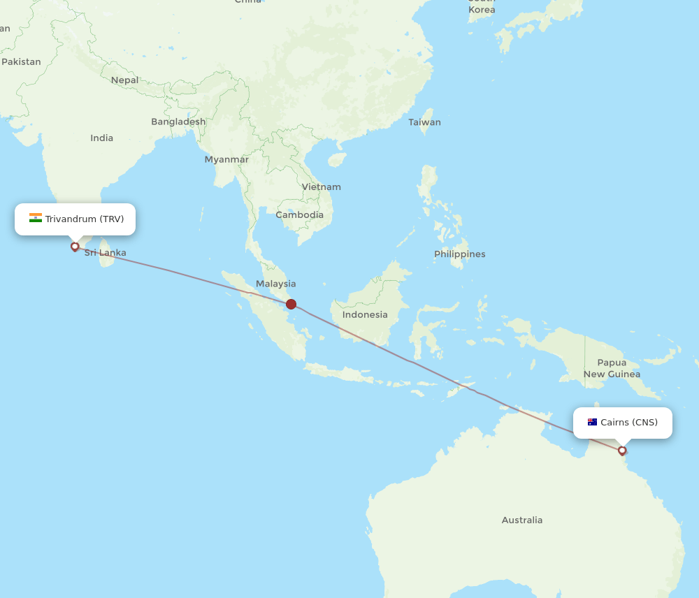 TRV-CNS flight routes