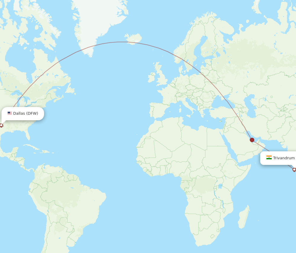 TRV-DFW flight routes